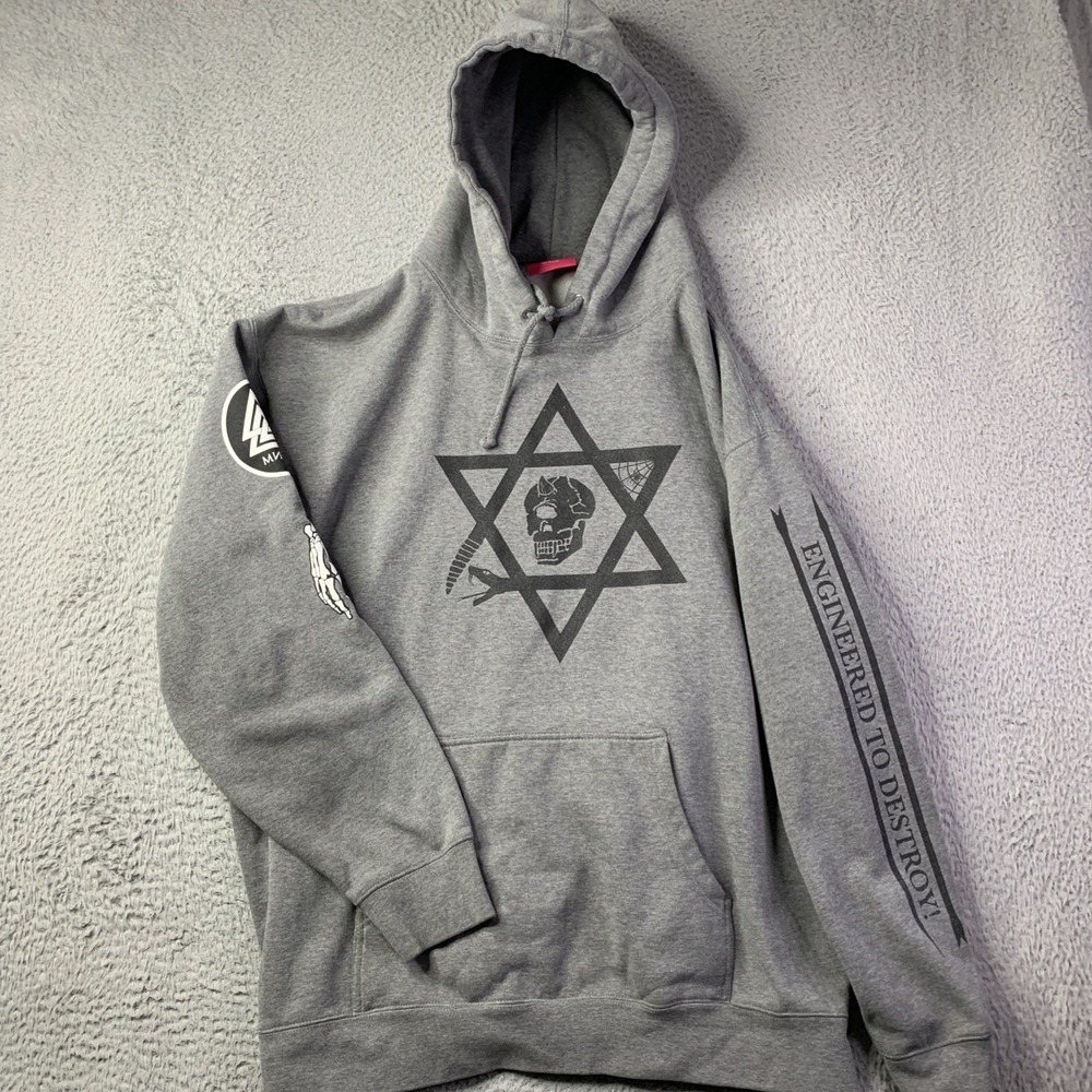 Rare Grey Mishka cyclops skull Star of David Skeleton hoodie XXL